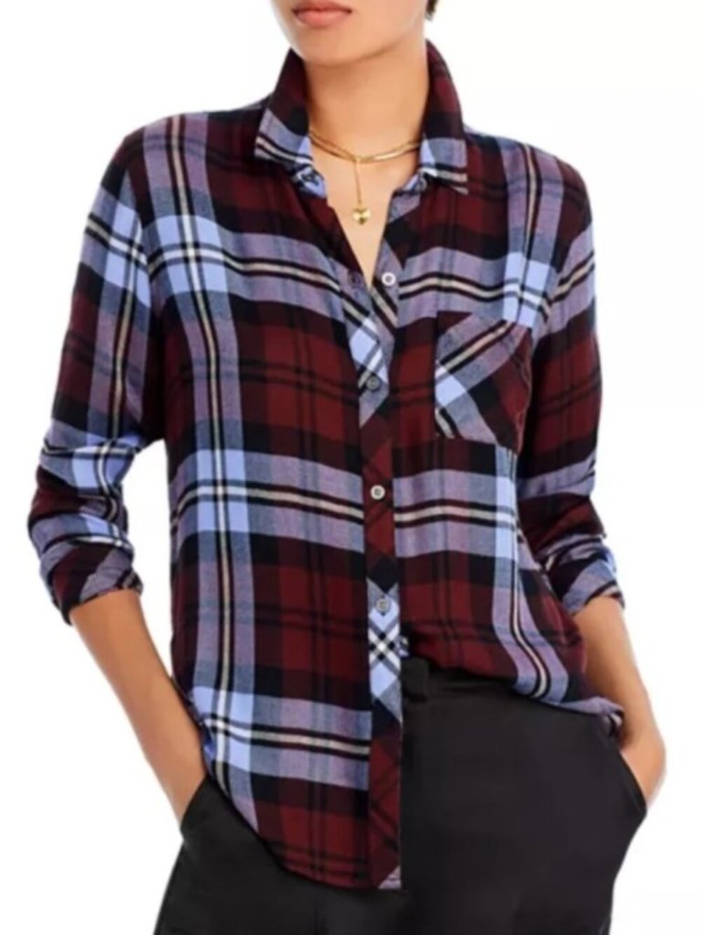 Rails Size Size XS Burgundy Gemini Plaid Button-Down Shirt